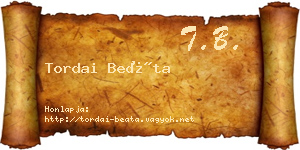Tordai Beáta névjegykártya